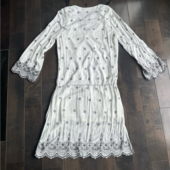 SMASH! BOHO WHITE & BLACK  LONG SLEEVES DRESS - S - Picture 7 of 11